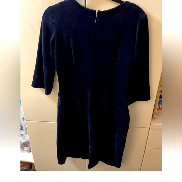 Velvet Velour Woman’s Dress Size S/M Dark Blue Zippers Size 40 - Picture 2 of 8